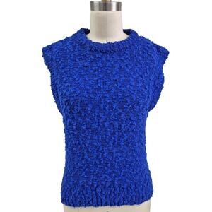 Vtg 80s 90s Y2K Spice of Life Royal Blue Boucle Sleeveless Sweater Vest Women M